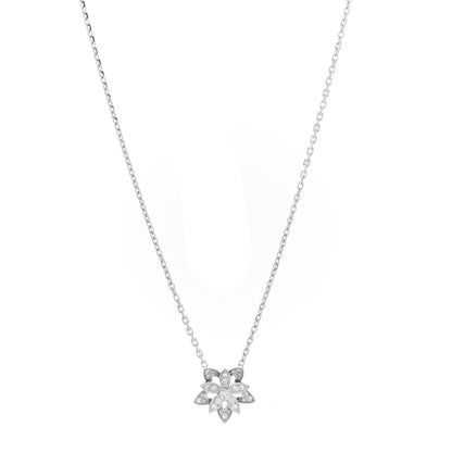 Van Cleef & Arpels 18K White Gold Diamond Mini Lotus Pendant Necklace 1 of 4