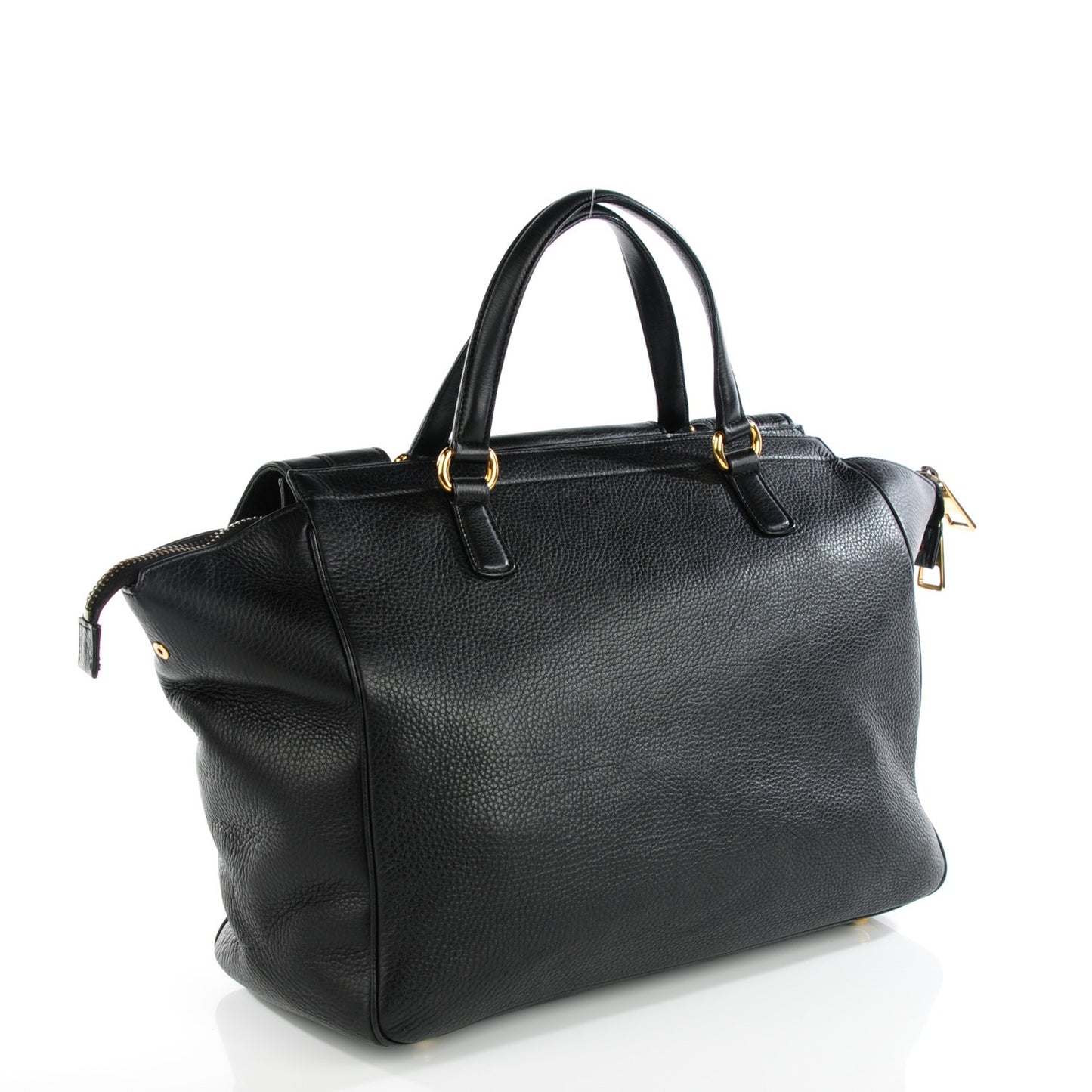 Pebbled Calfskin Medium 1973 Top Handle Satchel Black