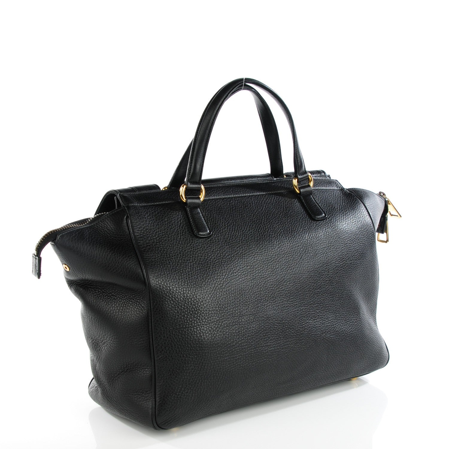 Gucci Pebbled Calfskin Medium 1973 Top Handle Satchel Black 3 of 8
