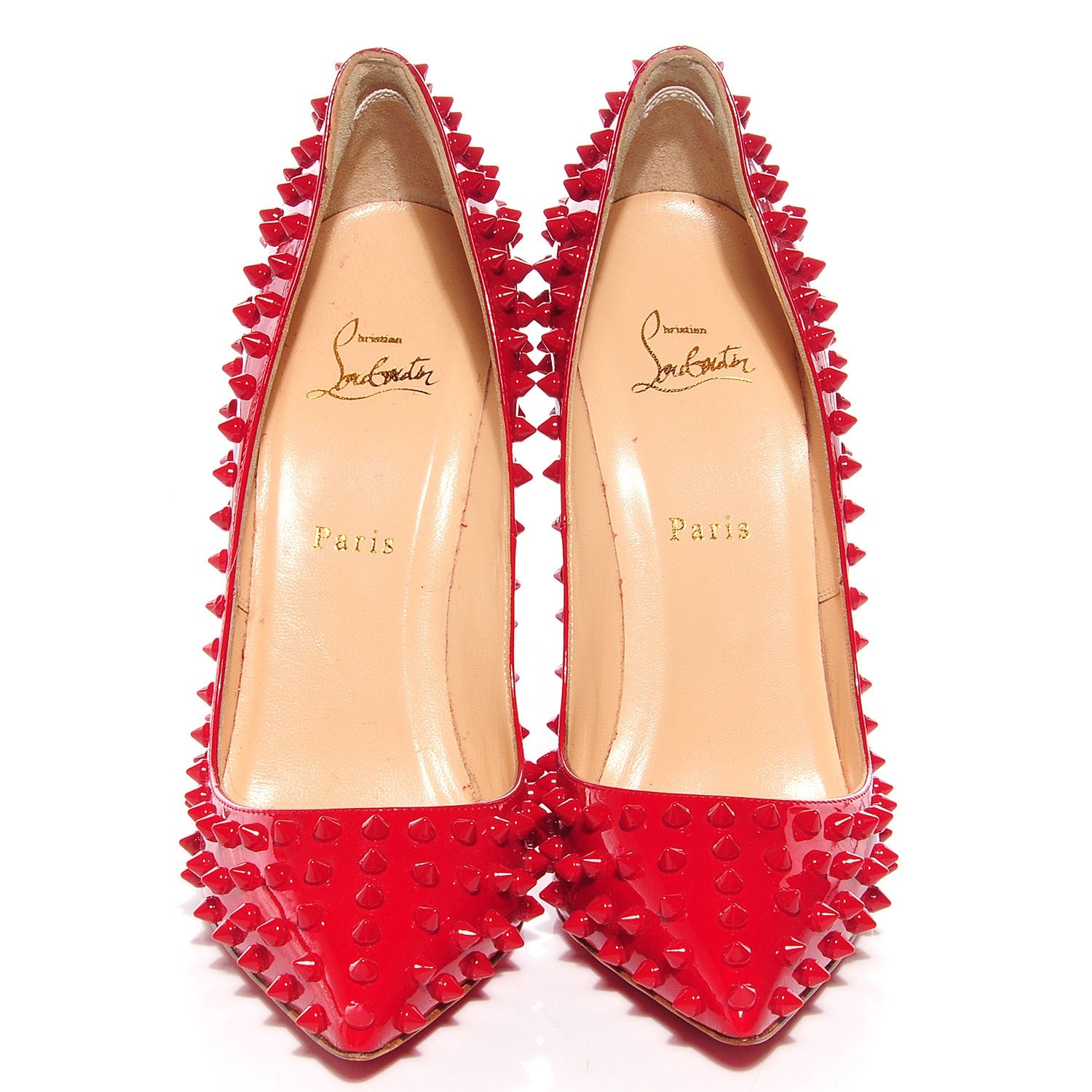 Christian Louboutin Patent Pigalle Spikes 120 Pumps Red 2 of 7