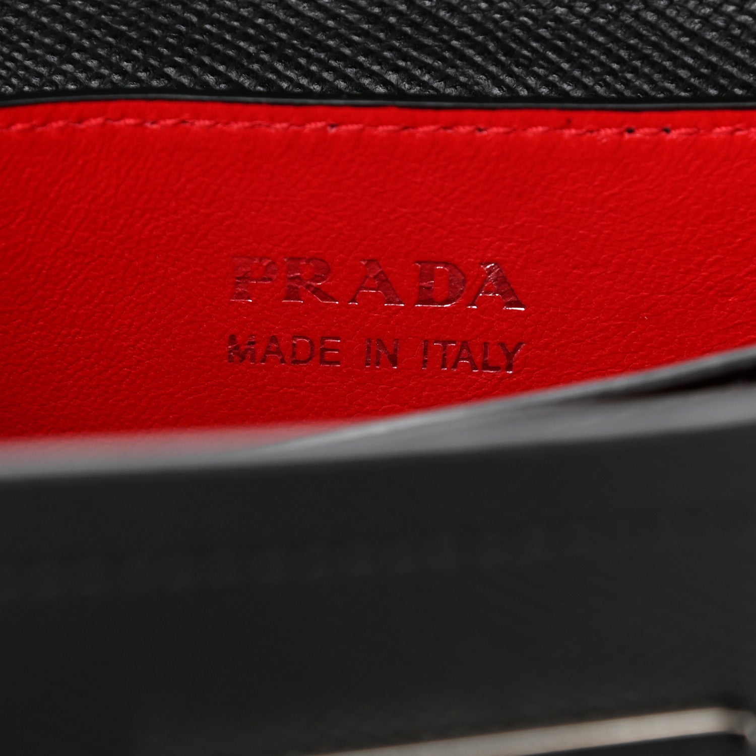 Prada Saffiano Cuir Medium Double Handle Tote Black Fuoco 5 of 9
