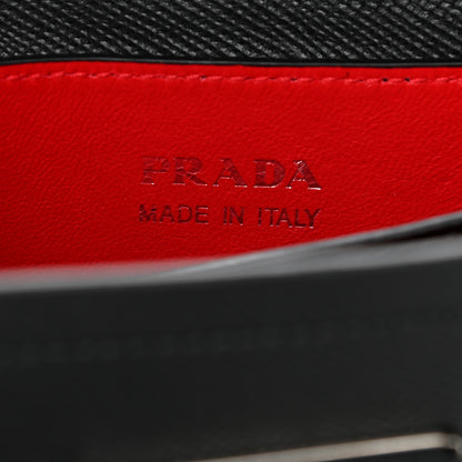 Prada Saffiano Cuir Medium Double Handle Tote Black Fuoco 5 of 9