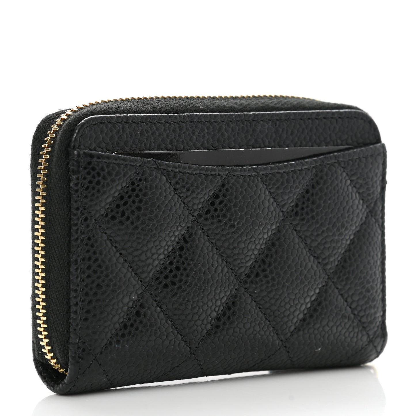 Caviar Quilted Zip Coin Purse Black