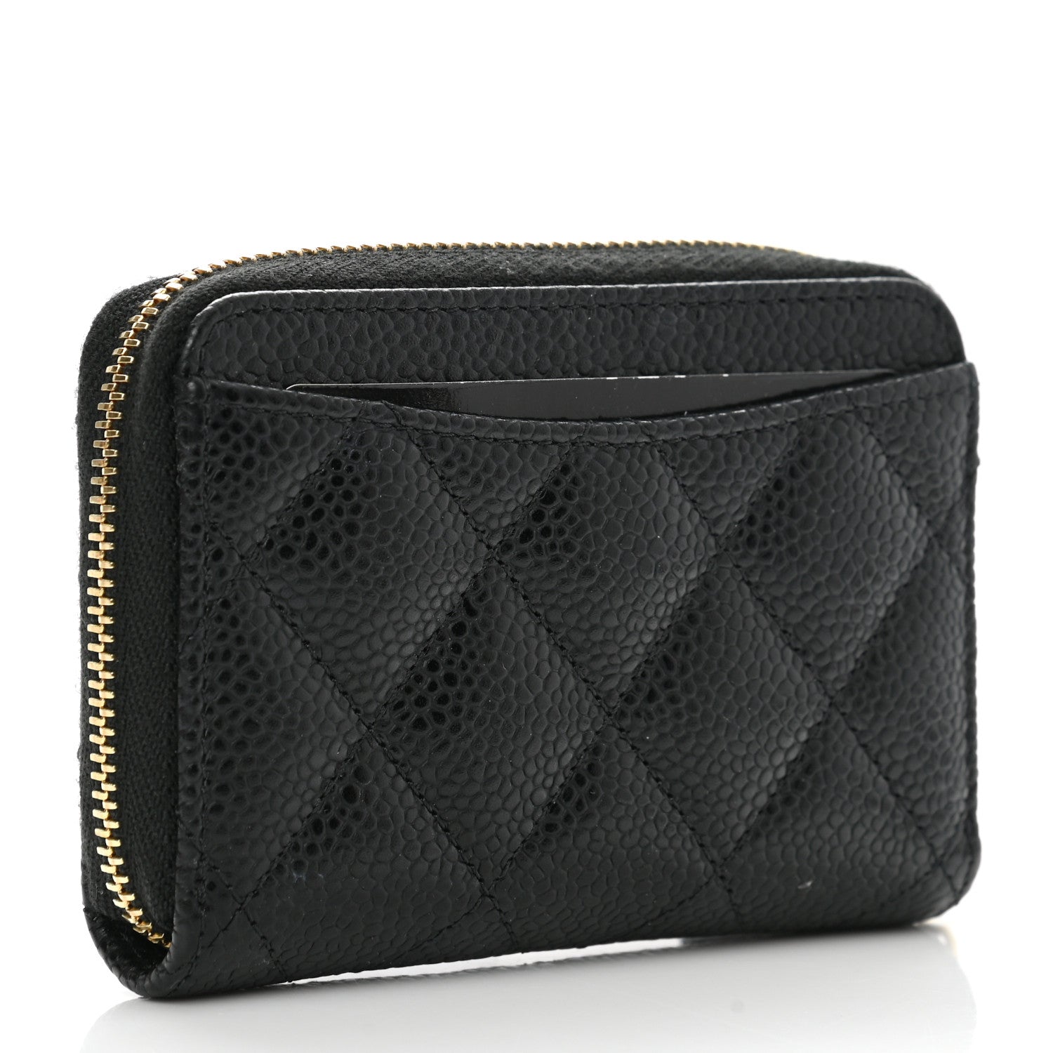 Chanel Caviar Quilted Zip Coin Purse Black 3 of 9