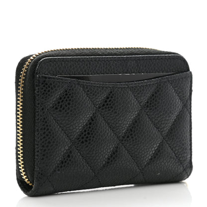 Chanel Caviar Quilted Zip Coin Purse Black 3 of 9
