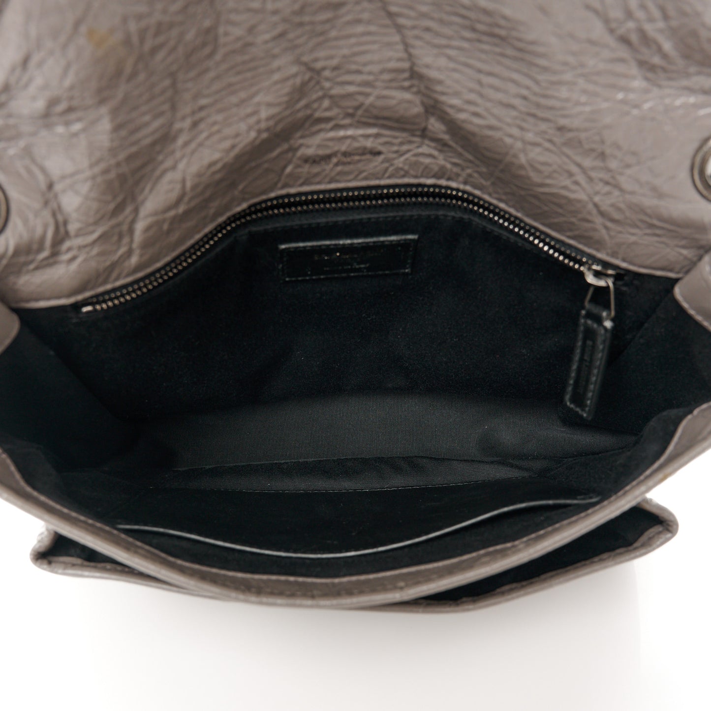Crinkled Calfskin Matelasse Monogram Medium Niki Chain Satchel Fog