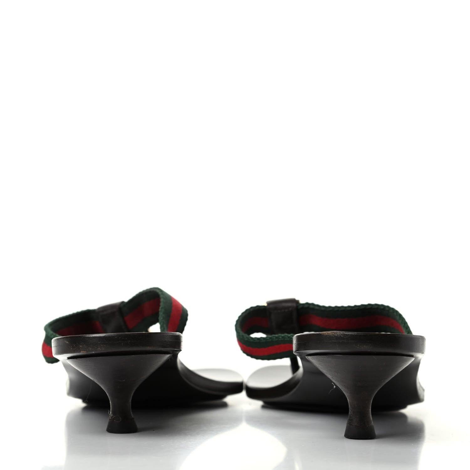 Gucci Nylon Calfskin Web Womens Thong Low Heel Sandals 6.5 Green Red Cocoa 7 of 10