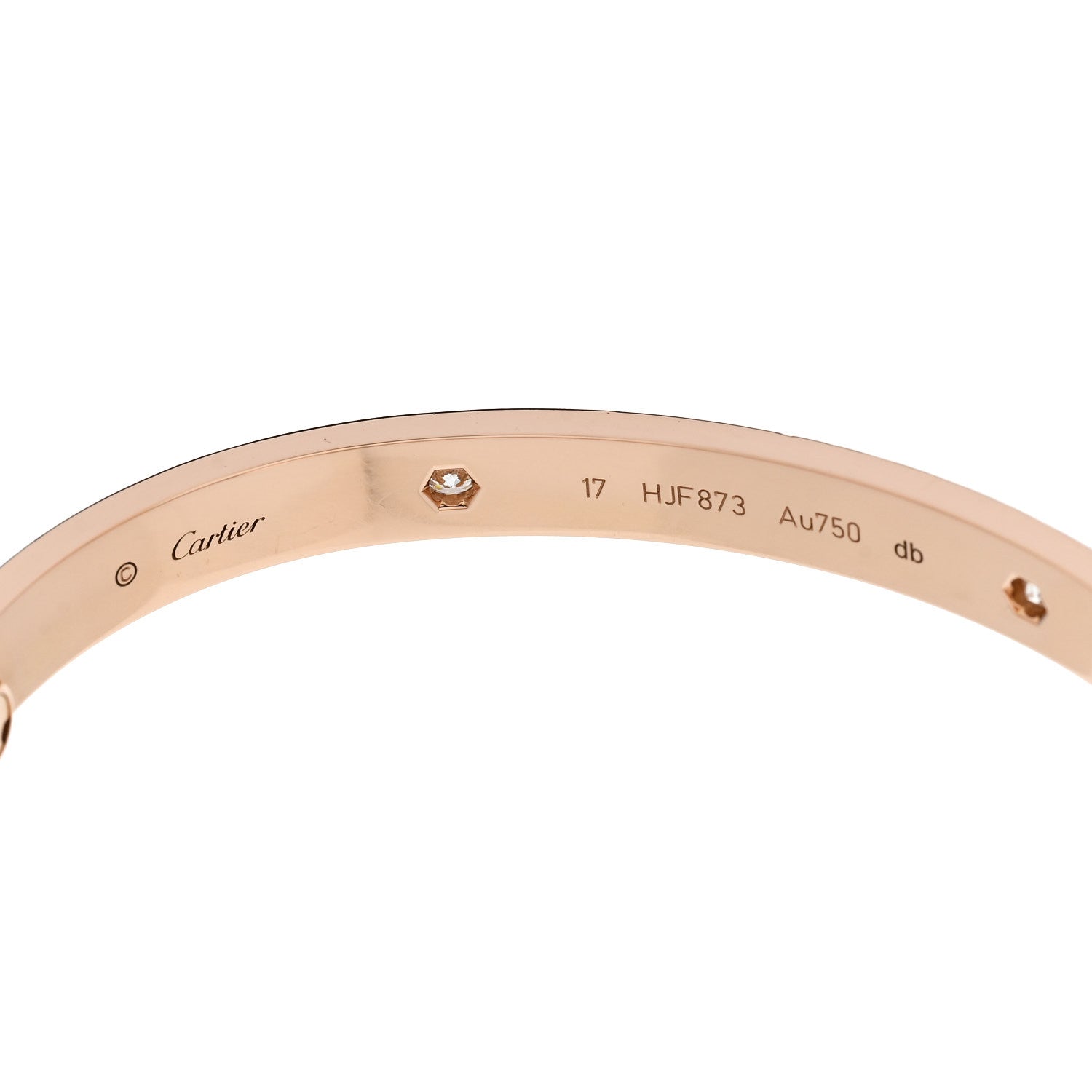 Cartier 18K Pink Gold 4 Diamond LOVE Bracelet 17 6 of 9