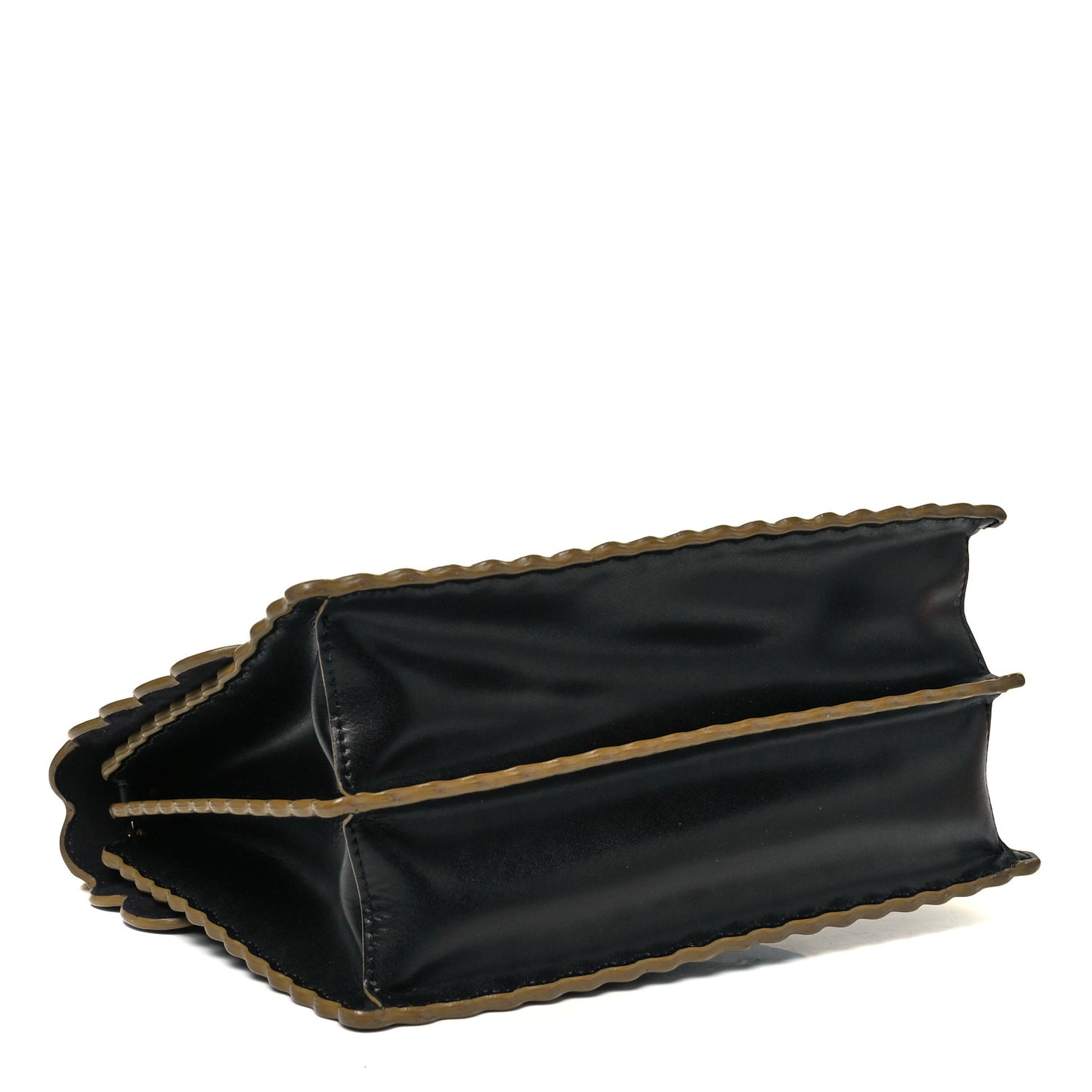 Vitello Liberty Scalloped Studded Kan I Shoulder Bag Black