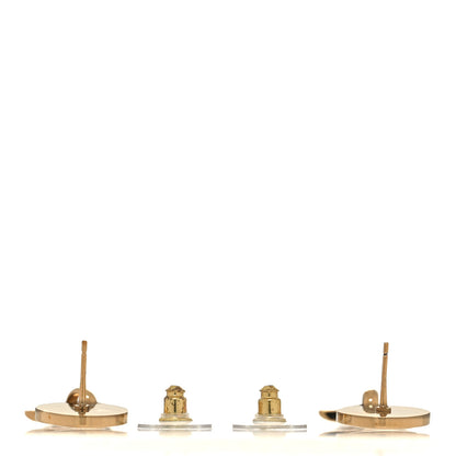 Chanel Metal Enamel Cha-Nel Logo Drop Earrings Gold Black 3 of 5