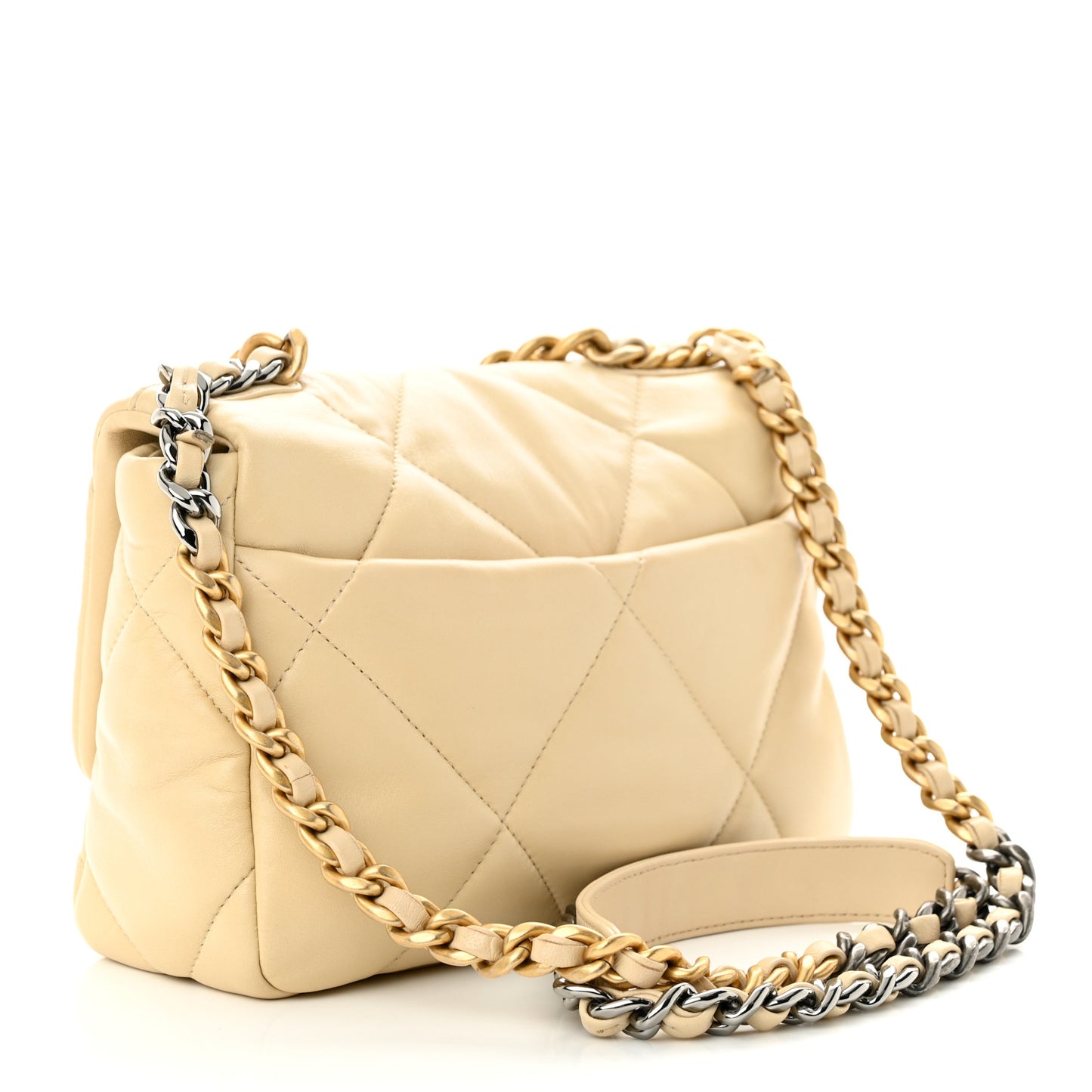 Lambskin Quilted Medium Chanel 19 Flap Beige