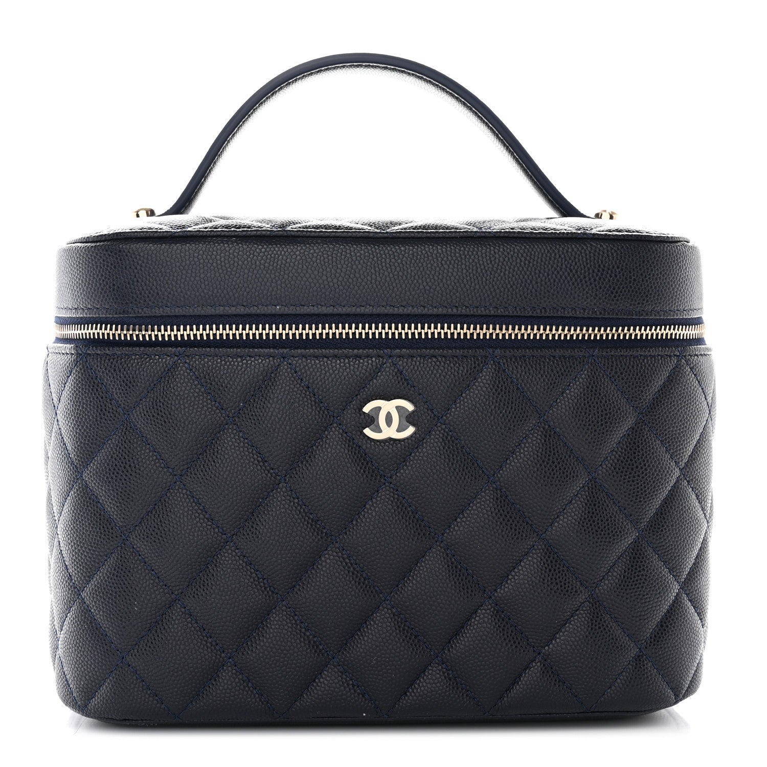 Chanel Caviar Quilted Large Vanity Pouch Navy 1 of 13