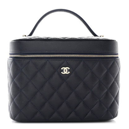 Chanel Caviar Quilted Large Vanity Pouch Navy 1 of 13