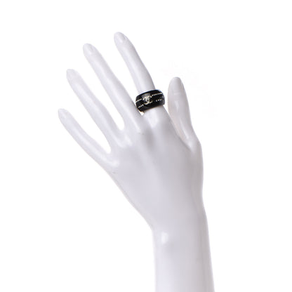 Chanel Resin Crystal CC Ring 6.5 Black 2 of 6