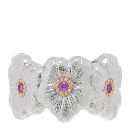 Buccellati Sterling Silver Gold Vermeil Pink Sapphire Blossoms Daisy Ring 54 6.75 1 of 5