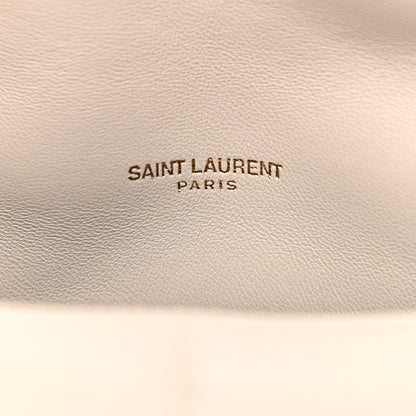 Saint Laurent Lambskin Quilted Toy Loulou Puffer Monogram Chain Satchel Blanc Vintage 5 of 11