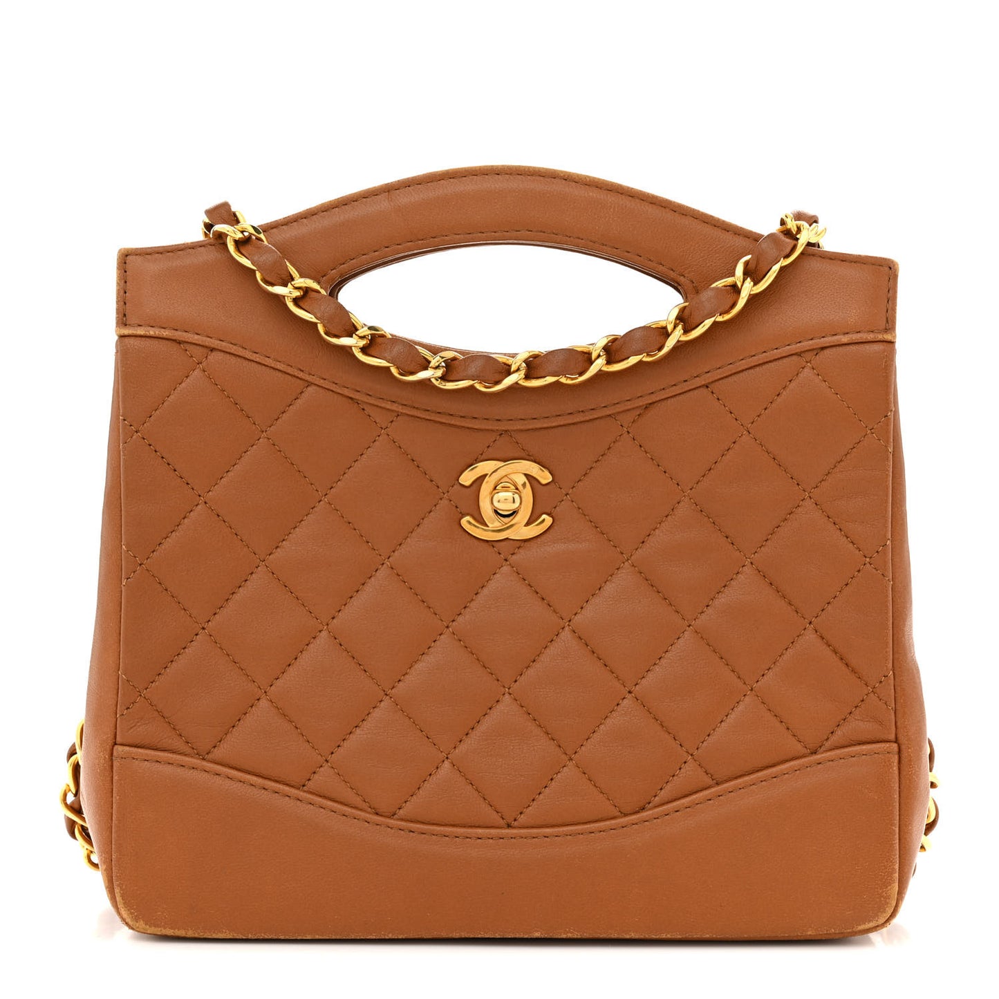 Lambskin Quilted Mini 31 Shopping Bag Brown