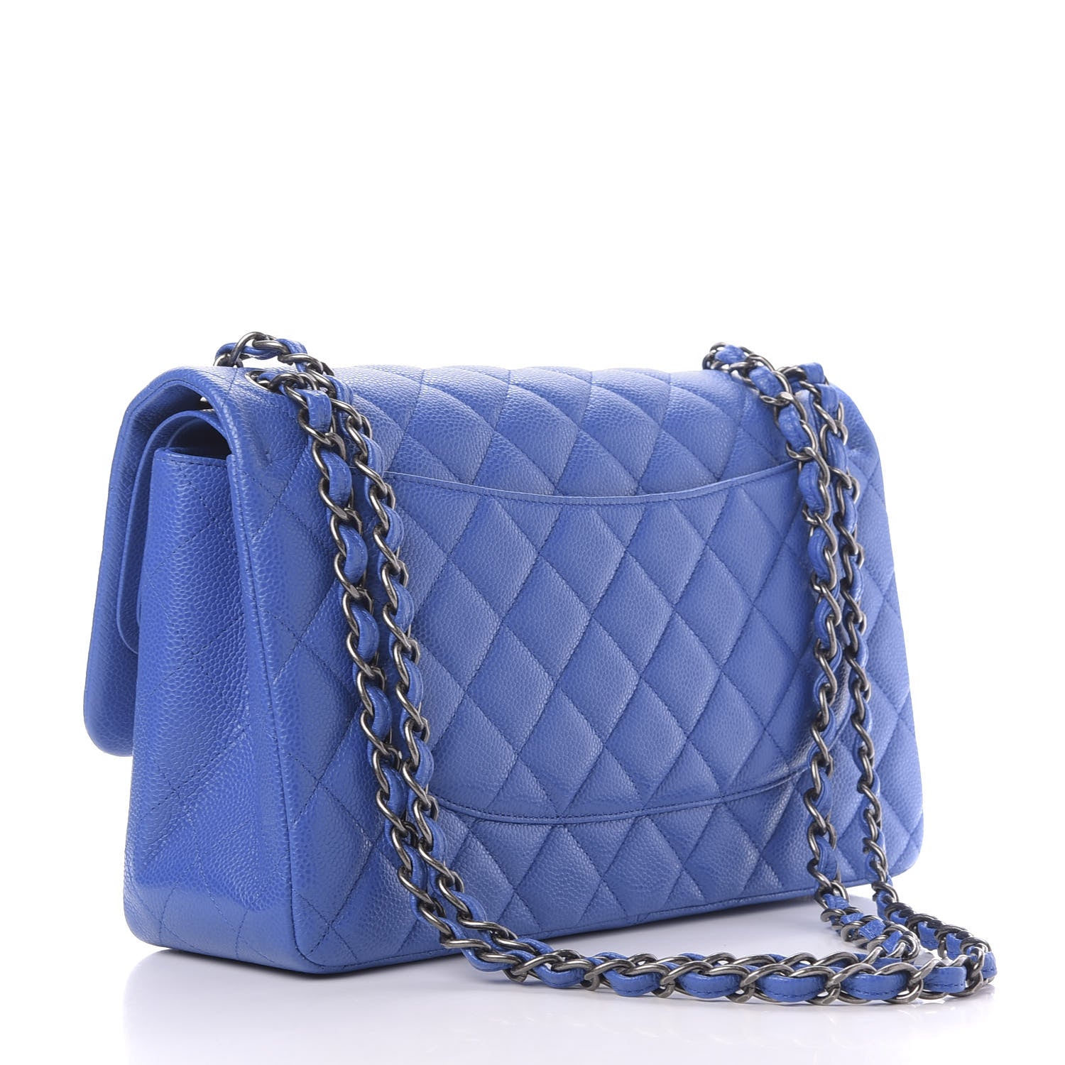 Chanel Caviar Quilted Jumbo Double Flap Blue 3 of 11
