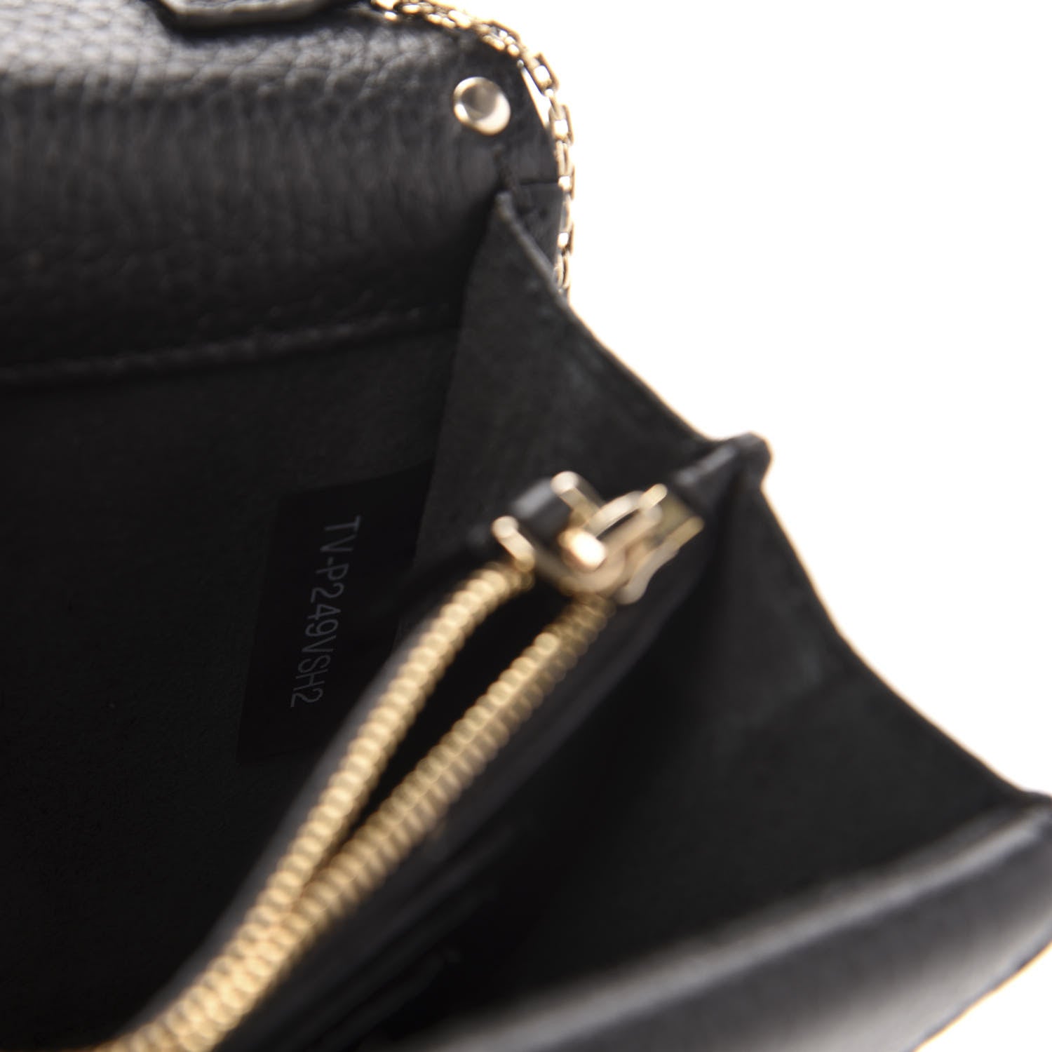 Valentino Garavani Pebbled Calfskin Rockstud Wallet on Chain Black 7 of 11