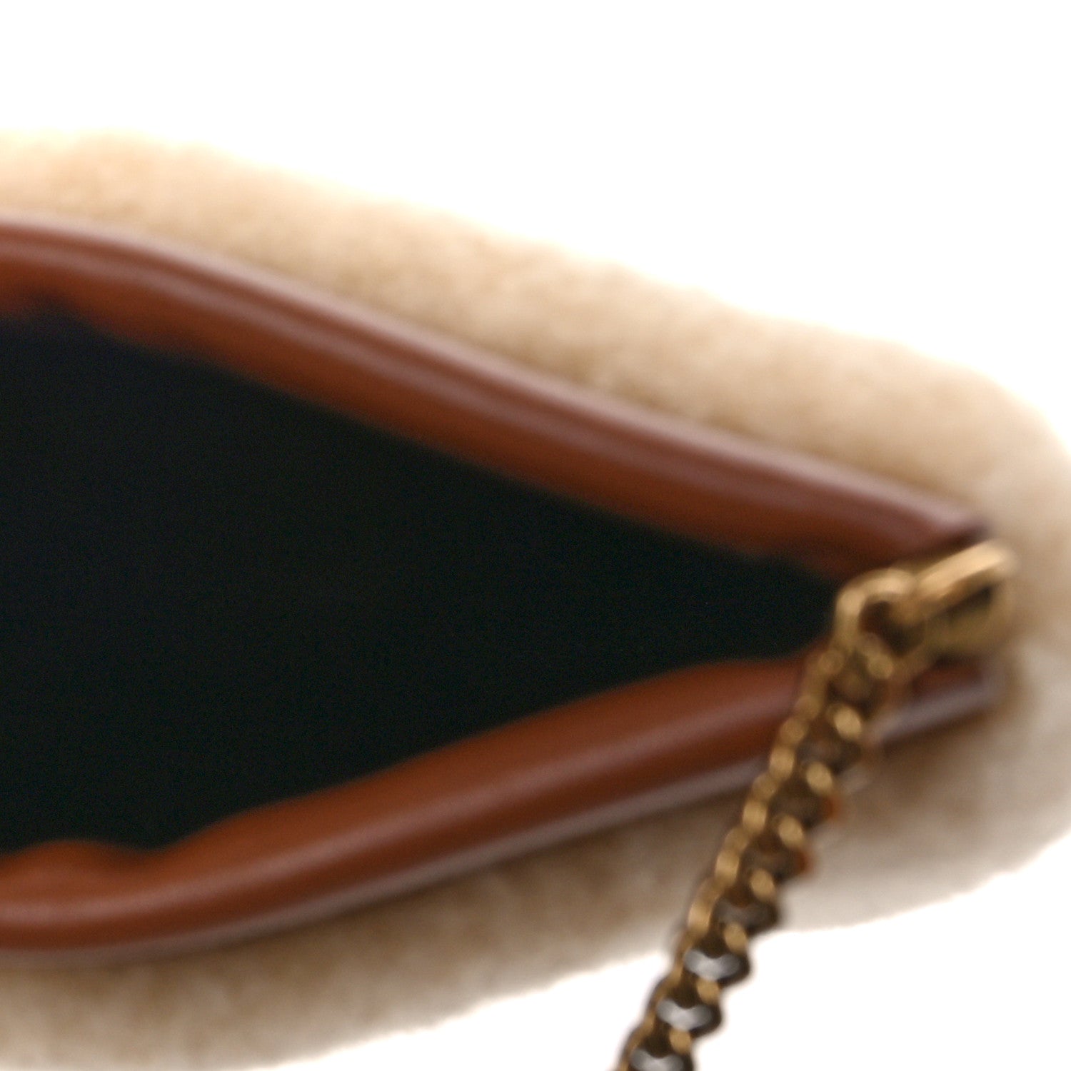 Saint Laurent Shearling Mini Pac Pac Pouch On Chain Natural 5 of 8