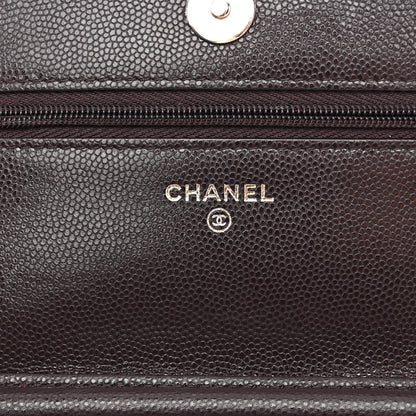 Chanel Caviar Quilted Wallet on Chain WOC Dark Brown 6 of 11