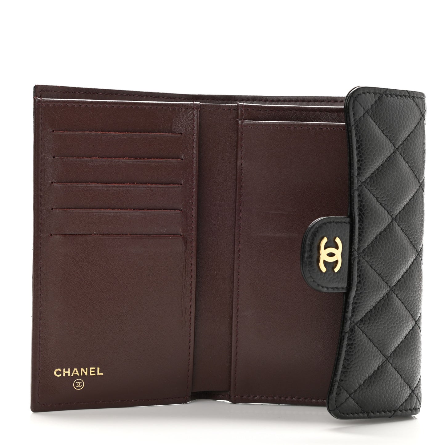 Caviar Quilted Medium Flap Wallet Black