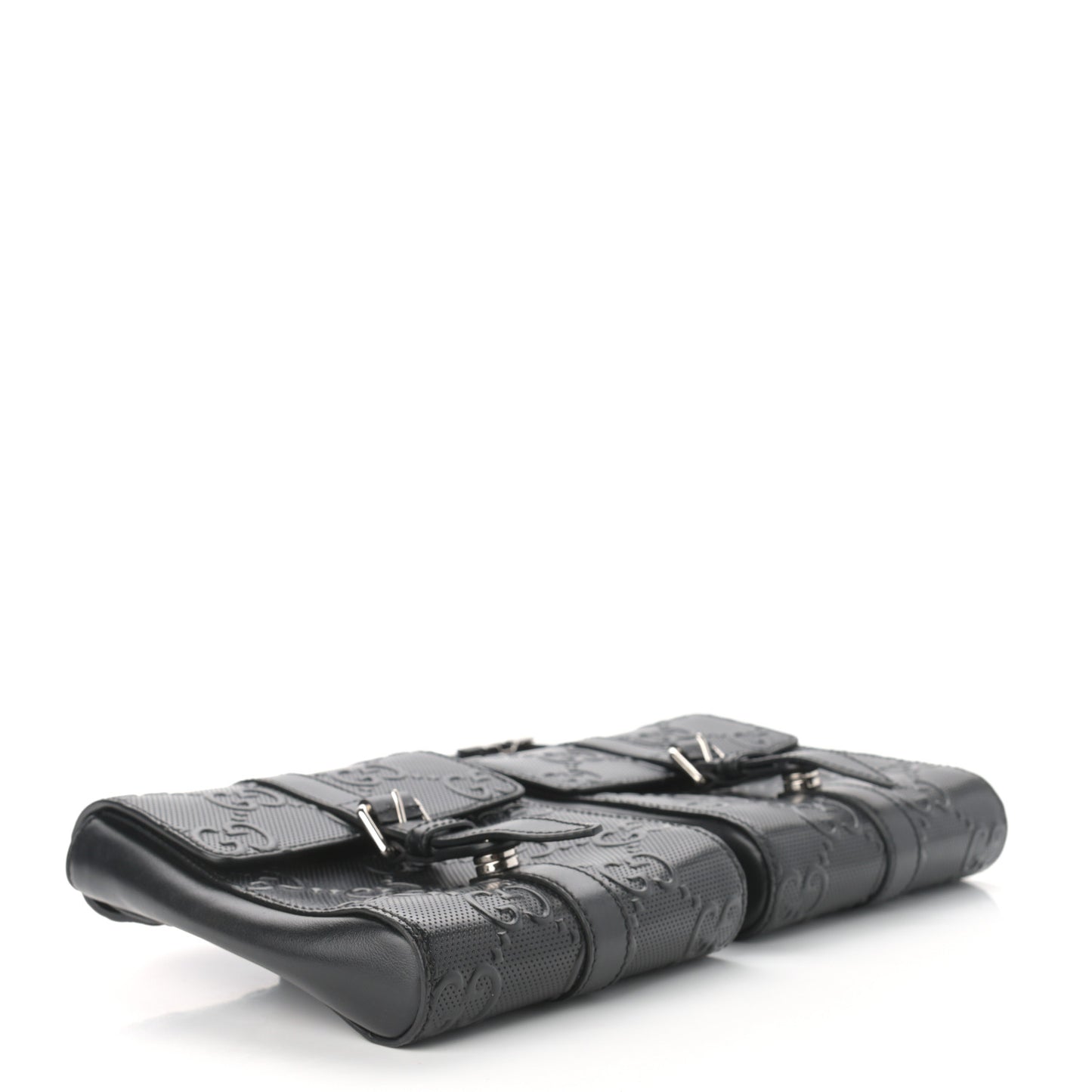 Calfskin GG Tennis Embossed 2 Detachable Pouch Belt Bag Black