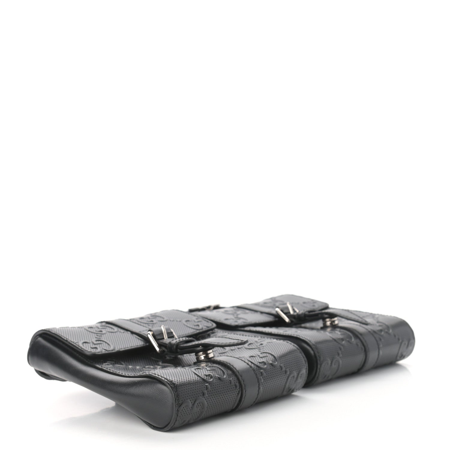 Gucci Calfskin GG Tennis Embossed 2 Detachable Pouch Belt Bag Black 4 of 11