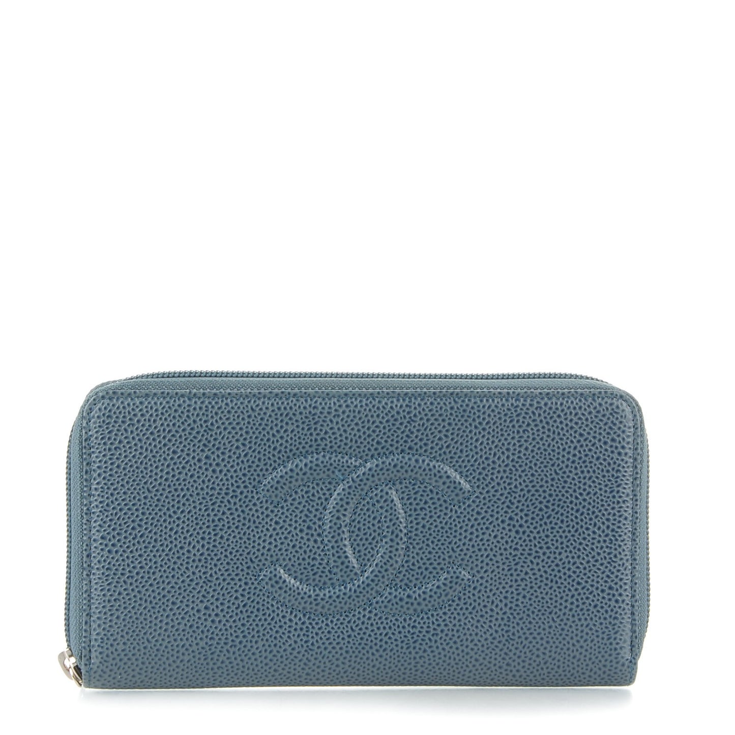 Caviar CC Timeless Large Zip Around Wallet Grey