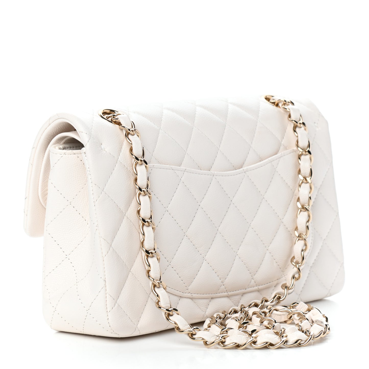 Caviar Quilted Small Double Flap White