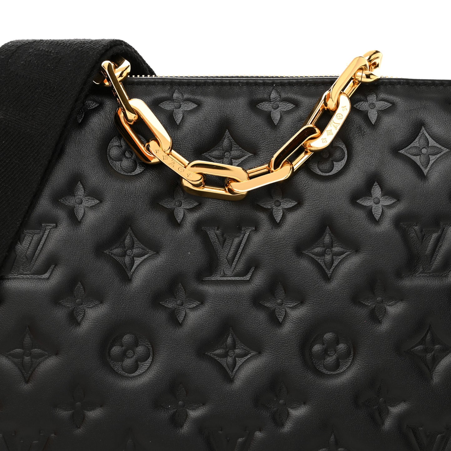 Lambskin Embossed Monogram Coussin PM Black