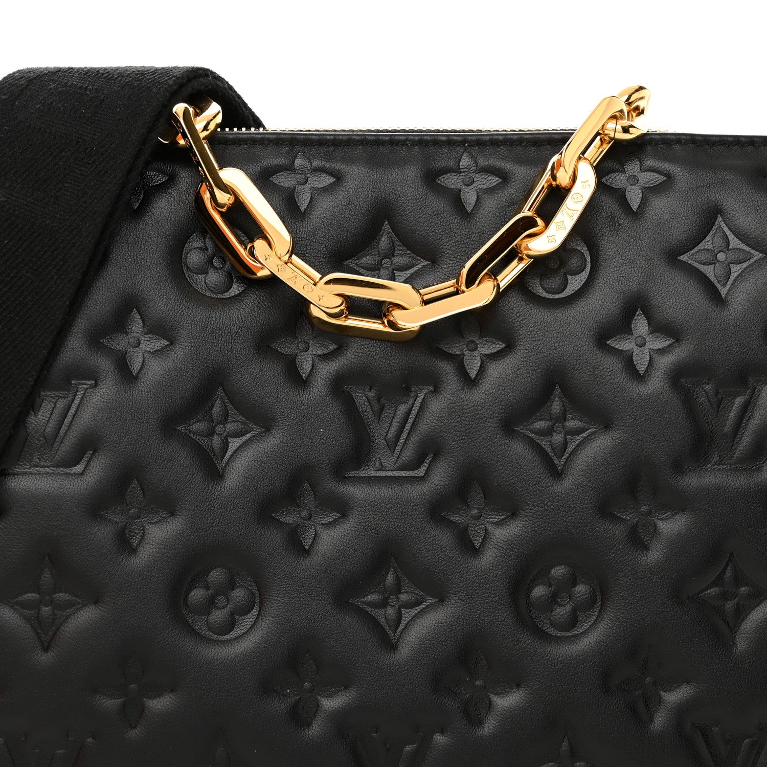 Louis Vuitton Lambskin Embossed Monogram Coussin PM Black 9 of 12