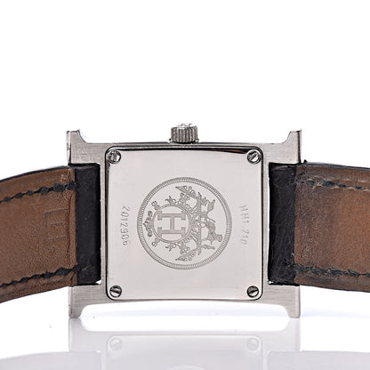 Hermes Stainless Steel Alligator 21mm Heure H Hour Quartz Watch Noir 5 of 10