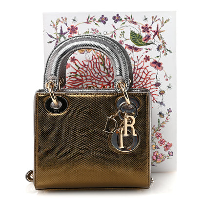 Christian Dior Metallic Karung Mini Lady Dior Gold Multicolor 10 of 10