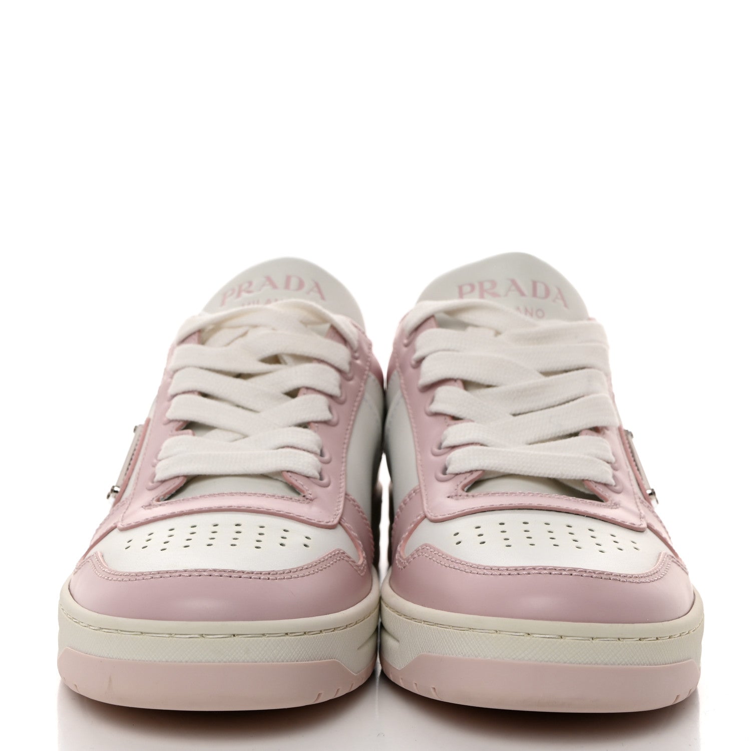 Prada Vitello Sport Spazzolato Rois Triangle Logo Womens Downtown Low Top Sneakers 37 White Alabastro 2 of 8