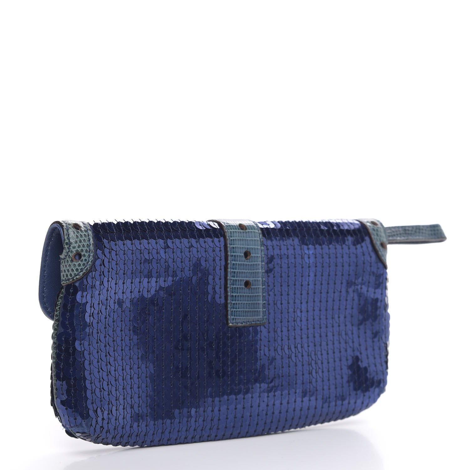 Gucci Sequin Lizard Crystal Wristlet Clutch Bag Blue 3 of 11
