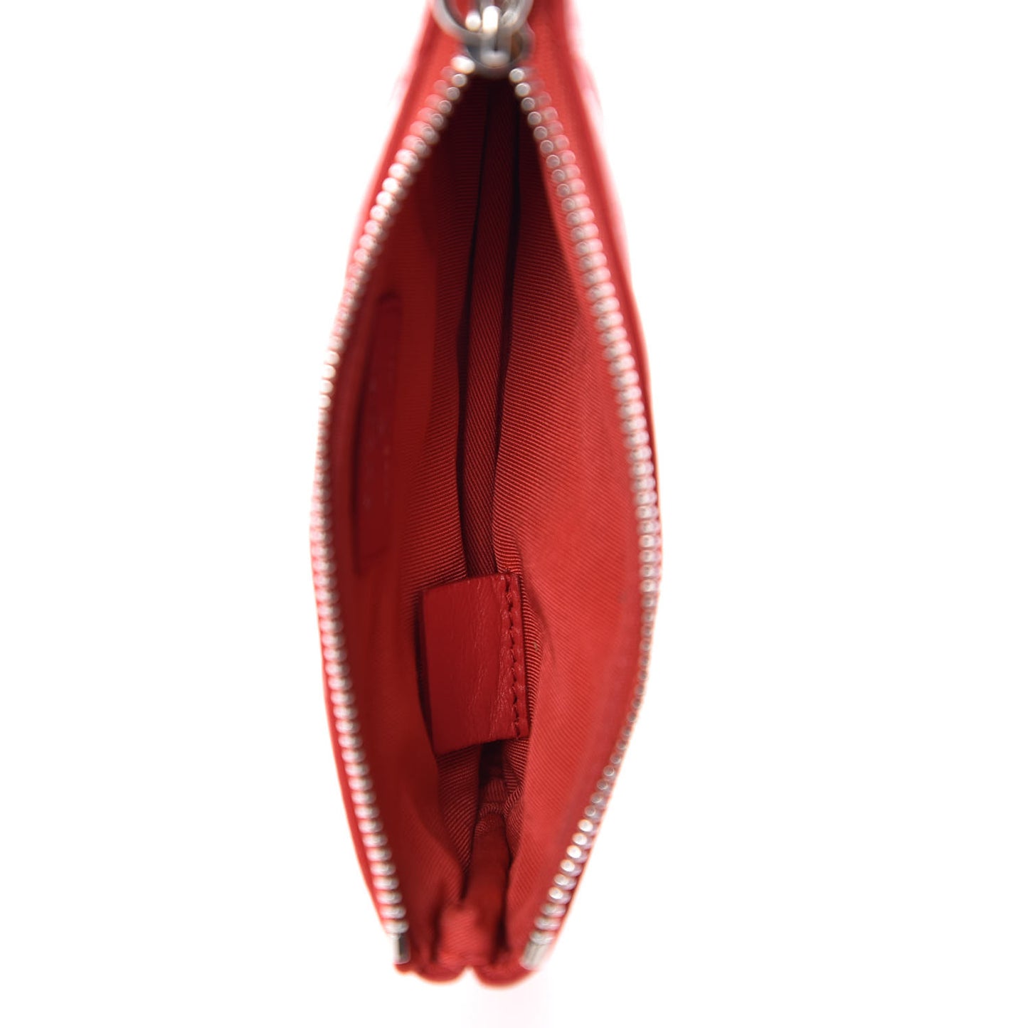 Lambskin Chevron Quilted Studded Small Cosmetic Case Red