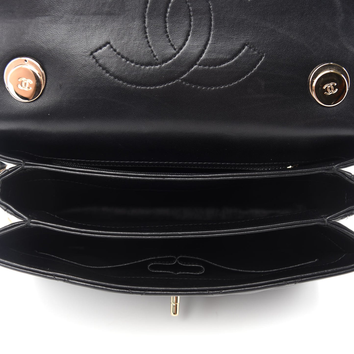 Lambskin Quilted Small Trendy CC Dual Handle Flap Bag Black