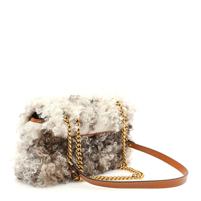 Gucci Shearling Small GG Marmont Shoulder Bag White Beige 3 of 11