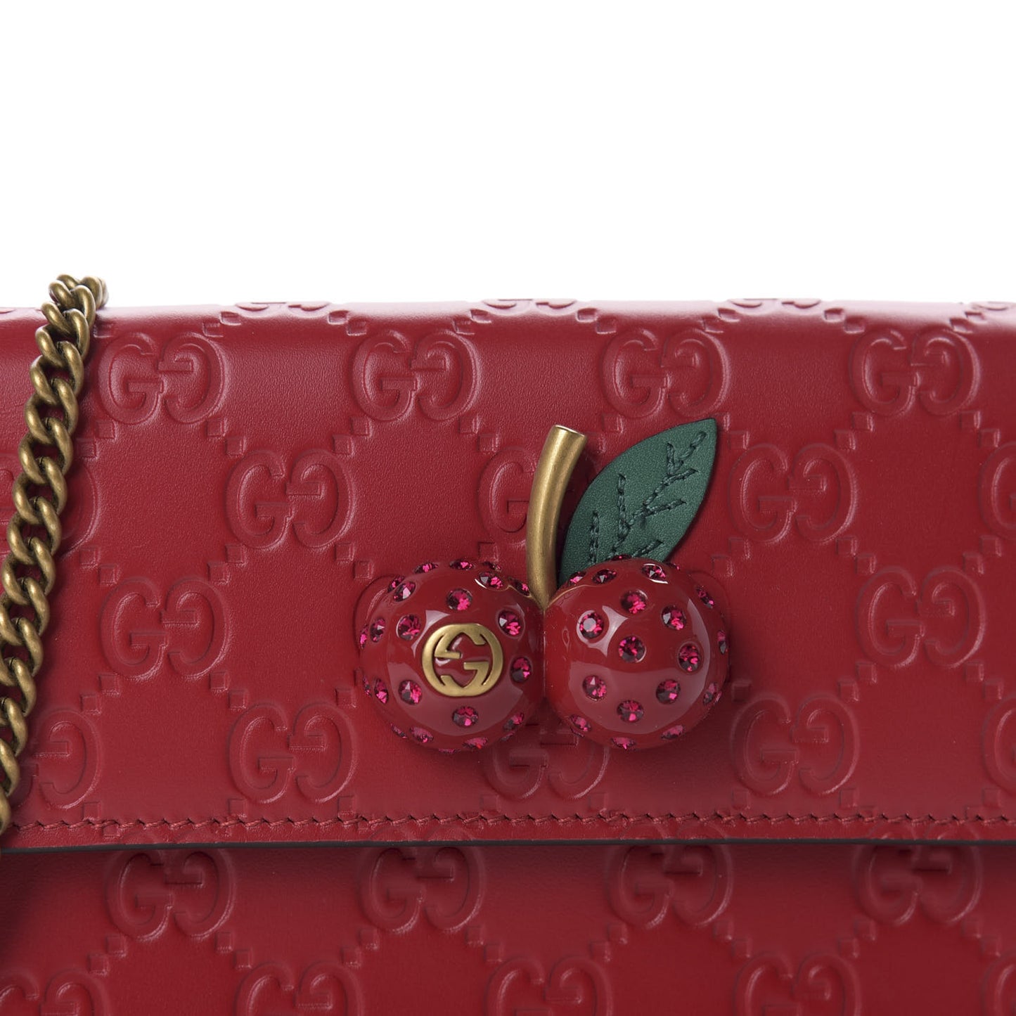 Guccissima Mini Cherry Chain Bag Hibiscus Red