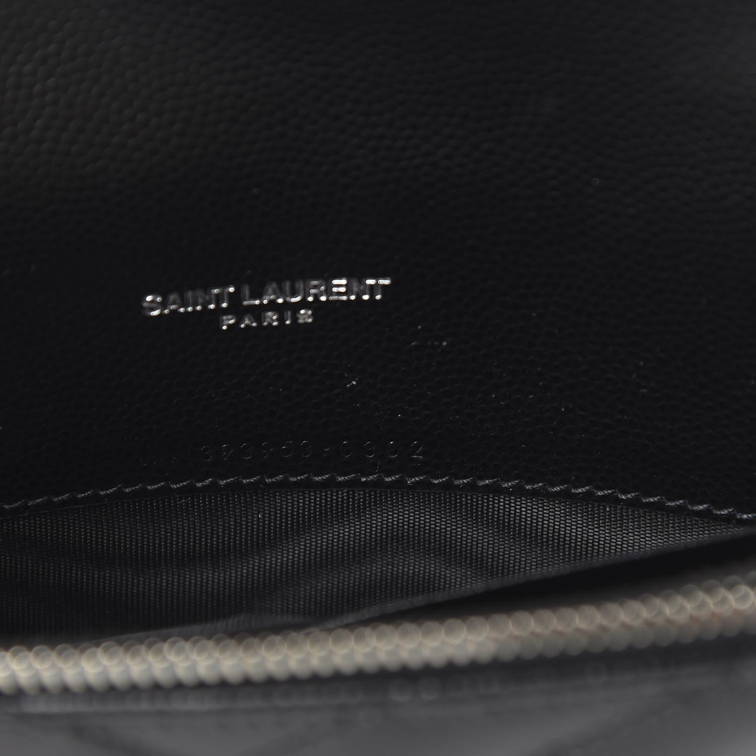 Saint Laurent Grain De Poudre Matelasse Chevron Monogram Envelope Chain Wallet Black 8 of 10