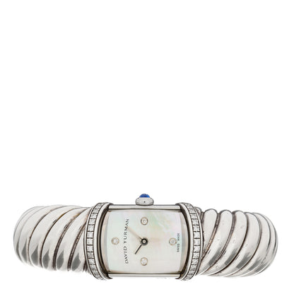 David Yurman Sterling Silver Diamond Bezel Mother of Pearl 19mm Waverly Quartz Watch 2 of 5