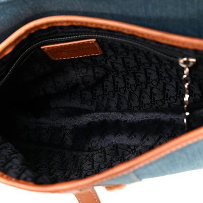 Christian Dior Denim Embroidered Saddle Bag Blue 5 of 11
