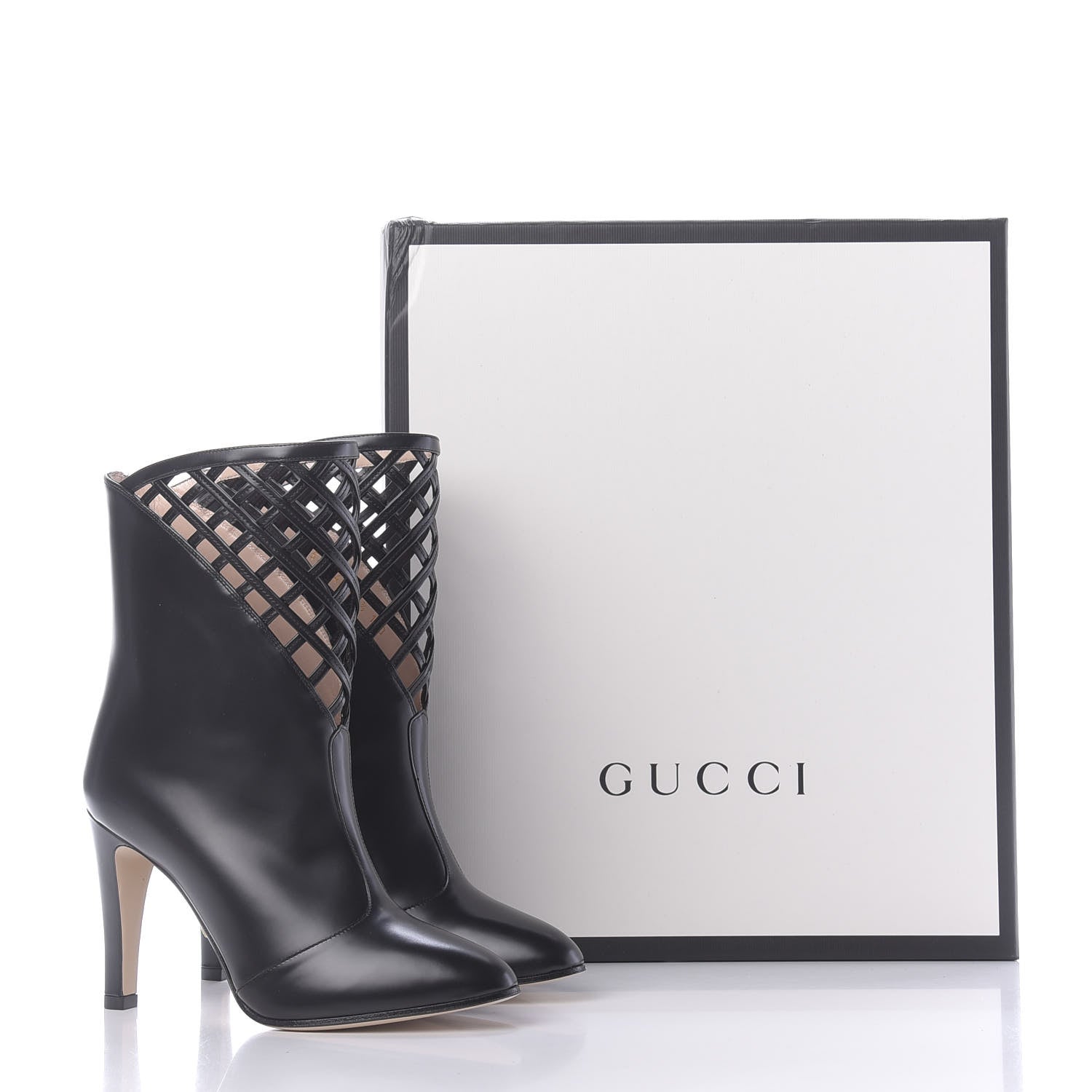 Gucci Plume Calfskin Damir Lattice Cutout Boots 35.5 Black 11 of 11