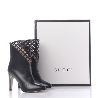 Gucci Plume Calfskin Damir Lattice Cutout Boots 35.5 Black 11 of 11