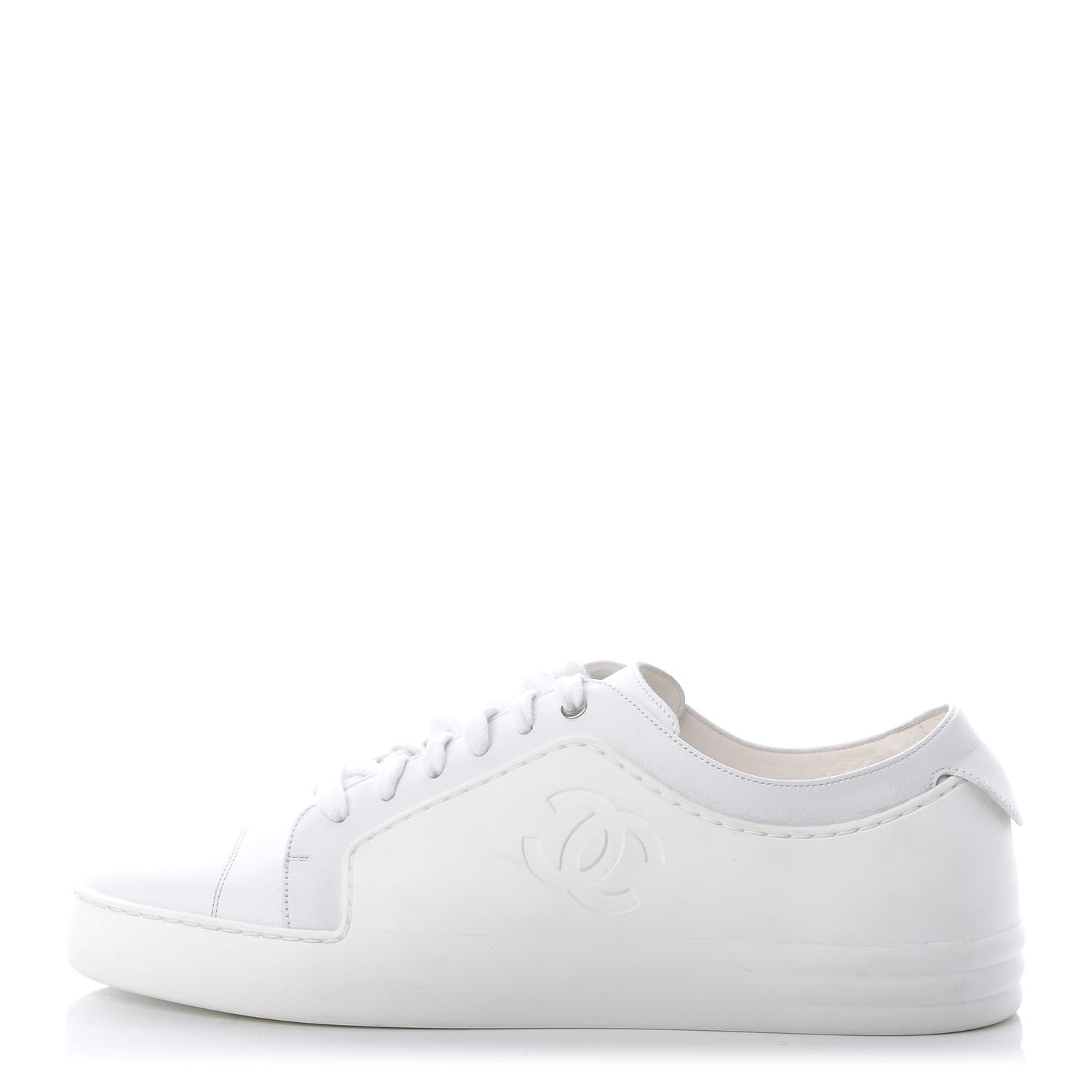 Chanel Calfskin Gum Womens CC Sneakers 41 White 1 of 10