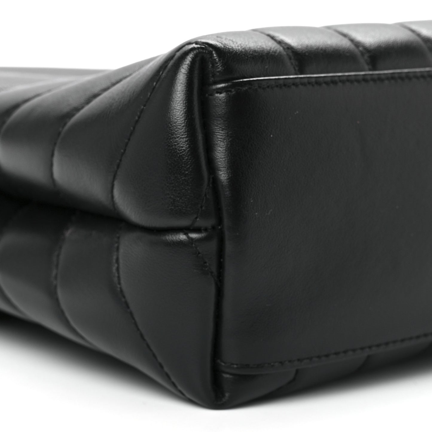 Calfskin Y Quilted Monogram Monochrome Small Loulou Chain Satchel Black