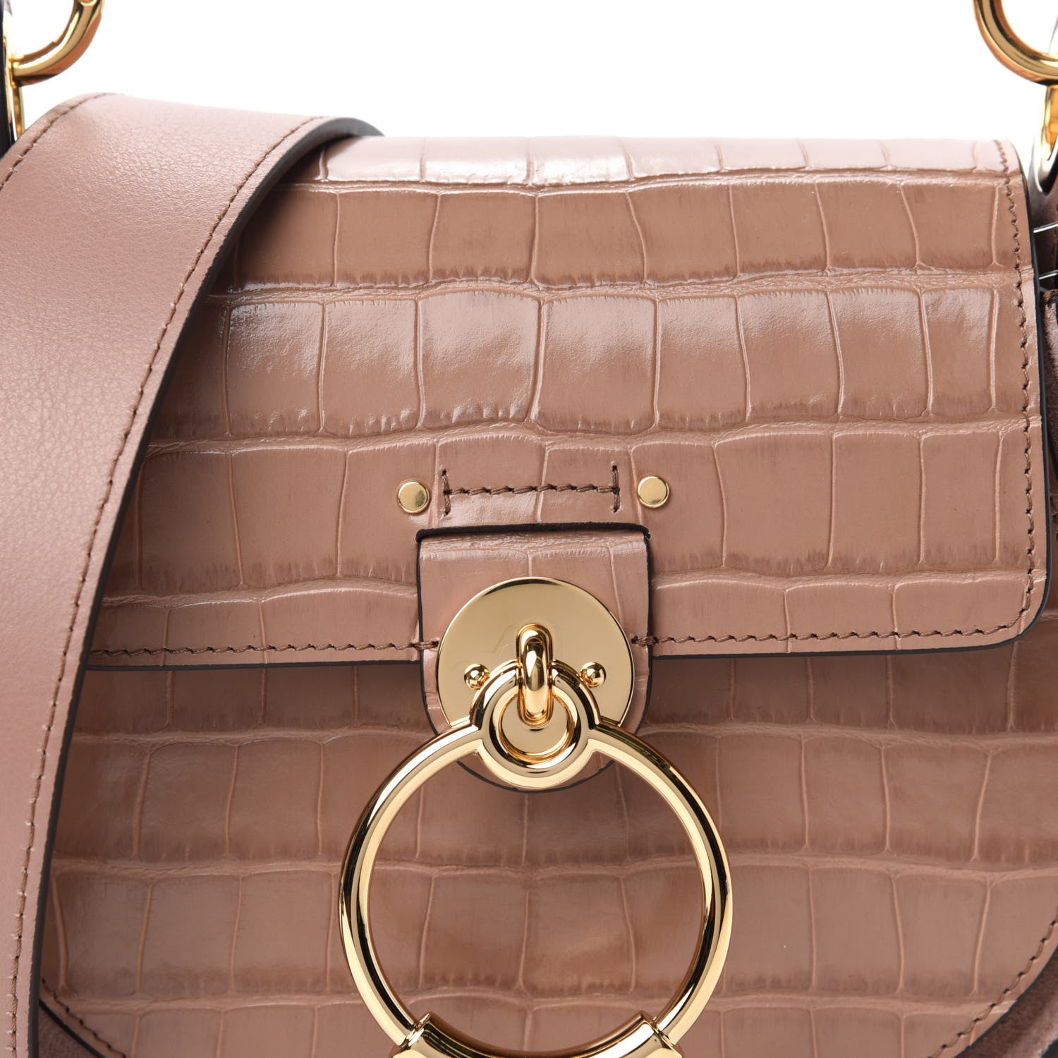 Chloe Calfskin Crocodile Embossed Small Tess Bag Woodrose 9 of 9