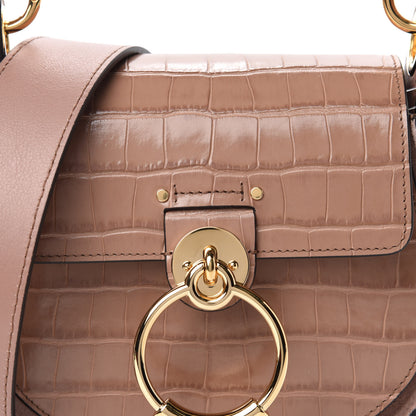 Chloe Calfskin Crocodile Embossed Small Tess Bag Woodrose 9 of 9