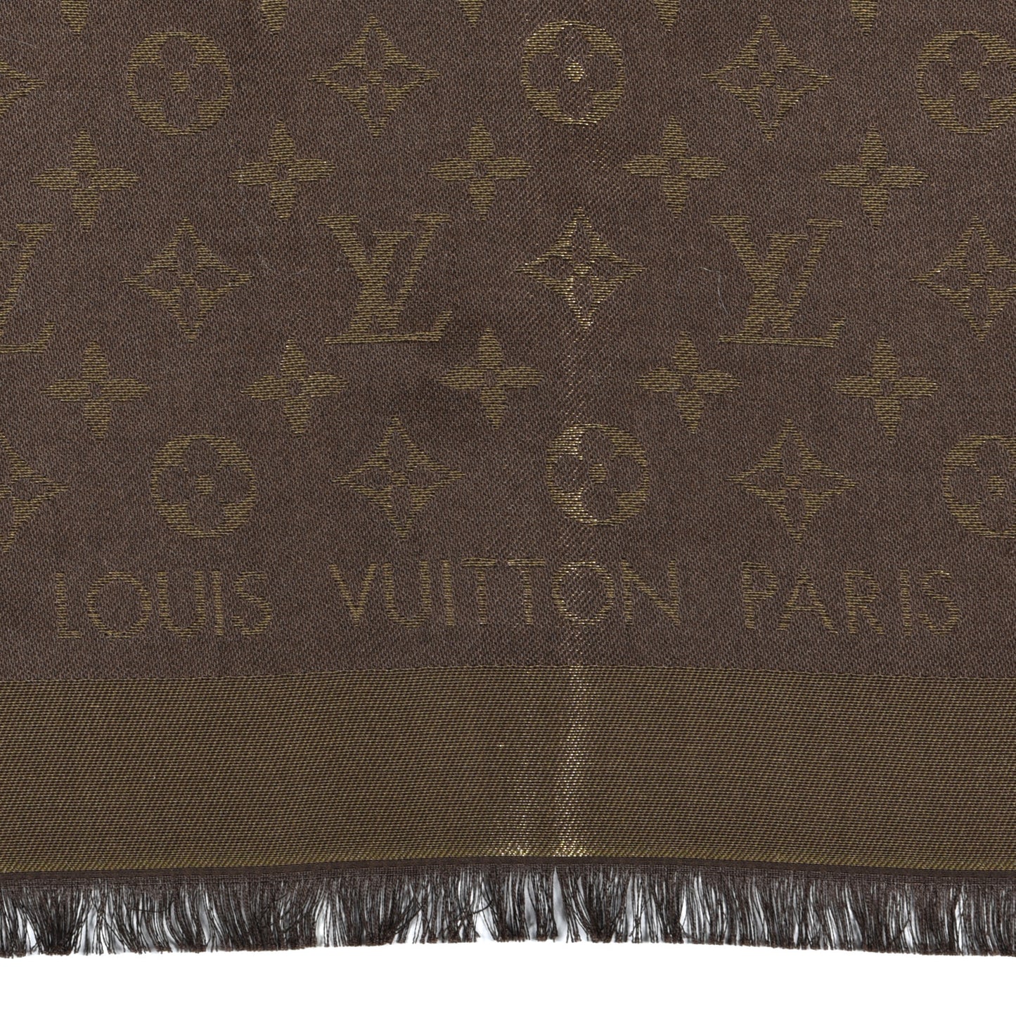 Silk Lurex Wool Monogram Shine Shawl Brown